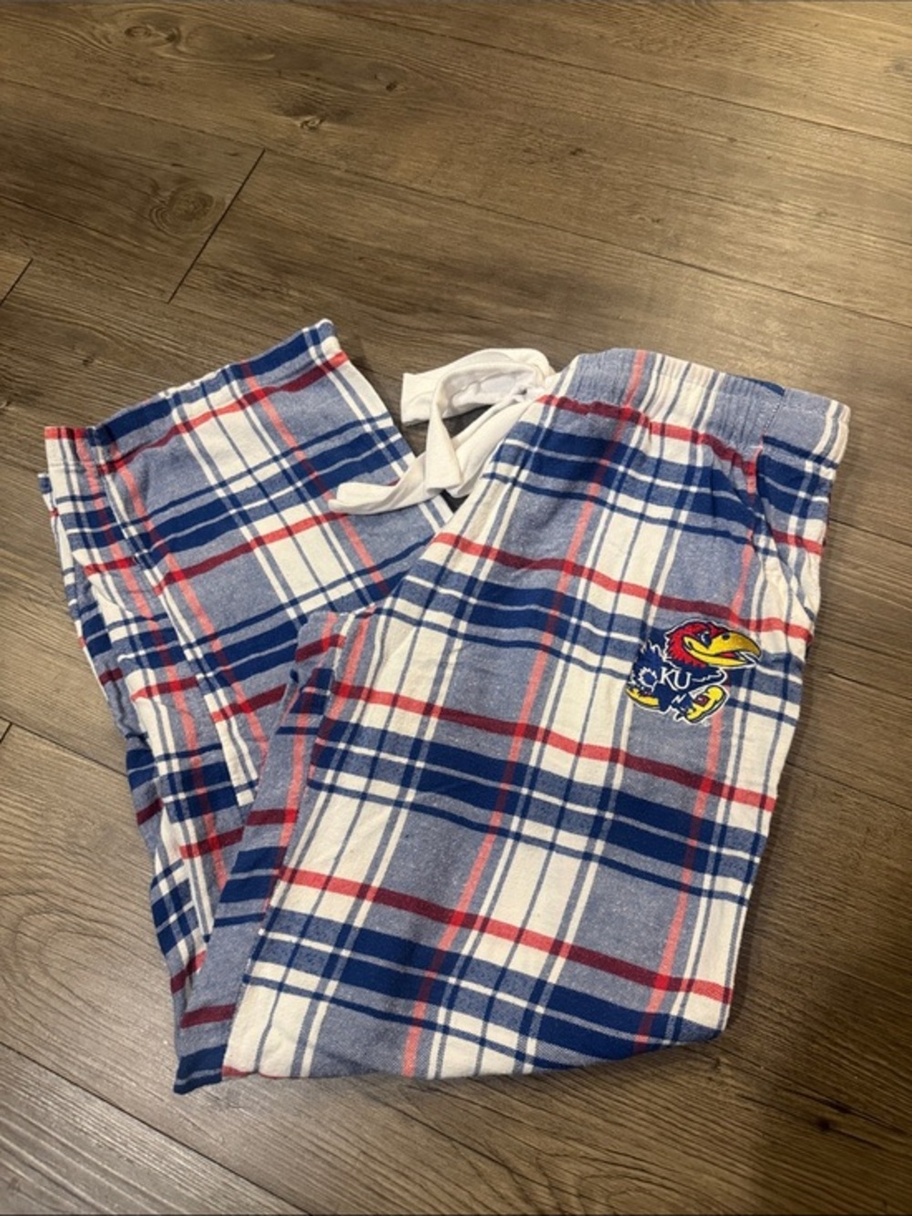 University of Kansas Plaid Pajama Pants w KU Logo. S. Unisex. Like New!💙💛